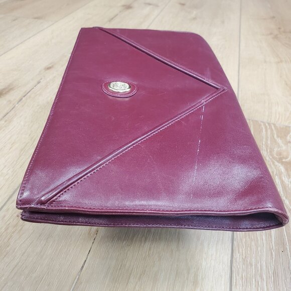 Vintage FS Originals Clutch Purse Genuine Leather Red Gold Envelope Zipper READ - Picture 3 of 14